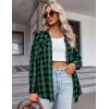 imageZeagoo Womens Plaid Shirt Flannel Shirt Roll up Sleeve Top Casual Button Down Blouse1green