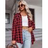 imageZeagoo Womens Plaid Shirt Flannel Shirt Roll up Sleeve Top Casual Button Down Blouse1red