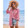 imageZeagoo Womens Plaid Shirt Flannel Shirt Roll up Sleeve Top Casual Button Down Blouse1watermelon Red