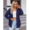 imageZeagoo Womens Plaid Shirt Flannel Shirt Roll up Sleeve Top Casual Button Down BlouseBlue1