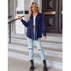 imageZeagoo Womens Plaid Shirt Flannel Shirt Roll up Sleeve Top Casual Button Down BlouseBlue1