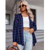 imageZeagoo Womens Plaid Shirt Flannel Shirt Roll up Sleeve Top Casual Button Down BlouseBlue1