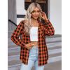 imageZeagoo Womens Plaid Shirt Flannel Shirt Roll up Sleeve Top Casual Button Down BlouseOrange Black