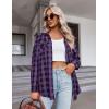 imageZeagoo Womens Plaid Shirt Flannel Shirt Roll up Sleeve Top Casual Button Down BlousePurple Black