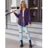 imageZeagoo Womens Plaid Shirt Flannel Shirt Roll up Sleeve Top Casual Button Down BlousePurple Black