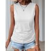 imageZeagoo Womens Ruched Tank Tops 2025 Crew Neck Cute Summer Sleeveless Blouse Shirts SXXL2 Packgrey White Pink and White