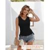 imageZeagoo Womens Tank Tops Summer Ruched Top V Neck Sleeveless Drawstring Side Casual Trendy Shirts 2025Black