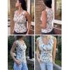 imageZeagoo Womens Tank Tops Summer Ruched Top V Neck Sleeveless Drawstring Side Casual Trendy Shirts 2025Pwhite Leaf