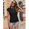 imageZeagoo Womens Tops Ruched Cap Short Sleeve Tshirts Shirts Crew Neck T Shirts Trendy Fashion Blouse SXXXL1black