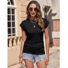 imageZeagoo Womens Tops Ruched Cap Short Sleeve Tshirts Shirts Crew Neck T Shirts Trendy Fashion Blouse SXXXL1black