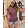 imageZeagoo Womens Tops Ruched Cap Short Sleeve Tshirts Shirts Crew Neck T Shirts Trendy Fashion Blouse SXXXL3pcs Dark Red  Navy Blue  Black