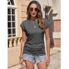 imageZeagoo Womens Tops Ruched Cap Short Sleeve Tshirts Shirts Crew Neck T Shirts Trendy Fashion Blouse SXXXL3pcs Khaki  Dark Gray  Blue Green