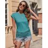 imageZeagoo Womens Tops Ruched Cap Short Sleeve Tshirts Shirts Crew Neck T Shirts Trendy Fashion Blouse SXXXL3pcs Khaki  Dark Gray  Blue Green