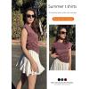 imageZeagoo Womens Tops Ruched Cap Short Sleeve Tshirts Shirts Crew Neck T Shirts Trendy Fashion Blouse SXXXLDark Red