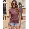 imageZeagoo Womens Tops Ruched Cap Short Sleeve Tshirts Shirts Crew Neck T Shirts Trendy Fashion Blouse SXXXLDark Red