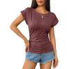 imageZeagoo Womens Tops Ruched Cap Short Sleeve Tshirts Shirts Crew Neck T Shirts Trendy Fashion Blouse SXXXLDark Red