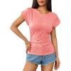 imageZeagoo Womens Tops Ruched Cap Short Sleeve Tshirts Shirts Crew Neck T Shirts Trendy Fashion Blouse SXXXLTangerine