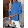 imageZeagoo Womens Turtleneck Sweater Long Sleeve Spilt Hem Casual Knit Pullover Chunky Fall Winter Jumper Top 2025Bright Blue