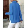 imageZeagoo Womens Turtleneck Sweater Long Sleeve Spilt Hem Casual Knit Pullover Chunky Fall Winter Jumper Top 2025Bright Blue