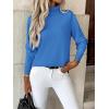 imageZeagoo Womens Turtleneck Sweater Long Sleeve Spilt Hem Casual Knit Pullover Chunky Fall Winter Jumper Top 2025Bright Blue