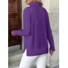 imageZeagoo Womens Turtleneck Sweater Long Sleeve Spilt Hem Casual Knit Pullover Chunky Fall Winter Jumper Top 2025Dark Purple
