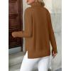 imageZeagoo Womens Turtleneck Sweater Long Sleeve Spilt Hem Casual Knit Pullover Chunky Fall Winter Jumper Top 2025Light Brown
