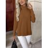 imageZeagoo Womens Turtleneck Sweater Long Sleeve Spilt Hem Casual Knit Pullover Chunky Fall Winter Jumper Top 2025Light Brown