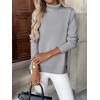 imageZeagoo Womens Turtleneck Sweater Long Sleeve Spilt Hem Casual Knit Pullover Chunky Fall Winter Jumper Top 2025Light Grey