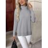 imageZeagoo Womens Turtleneck Sweater Long Sleeve Spilt Hem Casual Knit Pullover Chunky Fall Winter Jumper Top 2025Light Grey