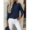 imageZeagoo Womens Turtleneck Sweater Long Sleeve Spilt Hem Casual Knit Pullover Chunky Fall Winter Jumper Top 2025Navy Blue