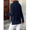 imageZeagoo Womens Turtleneck Sweater Long Sleeve Spilt Hem Casual Knit Pullover Chunky Fall Winter Jumper Top 2025Navy Blue
