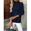 imageZeagoo Womens Turtleneck Sweater Long Sleeve Spilt Hem Casual Knit Pullover Chunky Fall Winter Jumper Top 2025Navy Blue