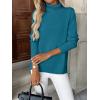 imageZeagoo Womens Turtleneck Sweater Long Sleeve Spilt Hem Casual Knit Pullover Chunky Fall Winter Jumper Top 2025Peacock Blue