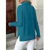 imageZeagoo Womens Turtleneck Sweater Long Sleeve Spilt Hem Casual Knit Pullover Chunky Fall Winter Jumper Top 2025Peacock Blue