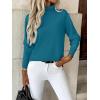imageZeagoo Womens Turtleneck Sweater Long Sleeve Spilt Hem Casual Knit Pullover Chunky Fall Winter Jumper Top 2025Peacock Blue