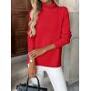 imageZeagoo Womens Turtleneck Sweater Long Sleeve Spilt Hem Casual Knit Pullover Chunky Fall Winter Jumper Top 2025Xmas Red