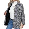 imageZeagoo Womens Fleece Sherpa Jacket Casual Long Sleeve Button Down Flannel Shacket Shirt Winter Coat with PocketsBlack White Houndstooth