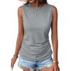 imageZeagoo Womens Ruched Tank Tops 2025 Crew Neck Cute Summer Sleeveless Blouse Shirts SXXLGrey