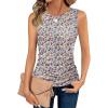 imageZeagoo Womens Ruched Tank Tops 2025 Crew Neck Cute Summer Sleeveless Blouse Shirts SXXLPink Beige Brown Blue Flower