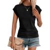 imageZeagoo Womens Tops Ruched Cap Short Sleeve Tshirts Shirts Crew Neck T Shirts Trendy Fashion Blouse SXXXL1black