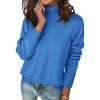 imageZeagoo Womens Turtleneck Sweater Long Sleeve Spilt Hem Casual Knit Pullover Chunky Fall Winter Jumper Top 2025Bright Blue