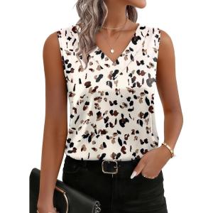 imageZeagoo Womens Silk Satin Tank Tops V Neck Casual Camisoles Sleeveless Business Work Blouses Dressy Summer ShirtsPan443