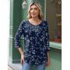 imageZeagoo 34 Length Sleeve Womens Tops Round Neck Casual Summer Tunic Tops Basic Tees Blouses Dressy TShirts Pleated Shirts02 Navy Floral