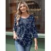 imageZeagoo 34 Length Sleeve Womens Tops Round Neck Casual Summer Tunic Tops Basic Tees Blouses Dressy TShirts Pleated Shirts02 Navy Floral