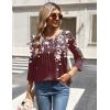 imageZeagoo 34 Length Sleeve Womens Tops Round Neck Casual Summer Tunic Tops Basic Tees Blouses Dressy TShirts Pleated Shirts02 Red