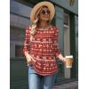 imageZeagoo 34 Length Sleeve Womens Tops Round Neck Casual Summer Tunic Tops Basic Tees Blouses Dressy TShirts Pleated ShirtsChristmas Print