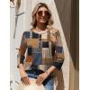 imageZeagoo 34 Length Sleeve Womens Tops Round Neck Casual Summer Tunic Tops Basic Tees Blouses Dressy TShirts Pleated ShirtsGeometric Color Block
