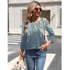 imageZeagoo 34 Length Sleeve Womens Tops Round Neck Casual Summer Tunic Tops Basic Tees Blouses Dressy TShirts Pleated ShirtsGrey Floral