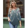 imageZeagoo 34 Length Sleeve Womens Tops Round Neck Casual Summer Tunic Tops Basic Tees Blouses Dressy TShirts Pleated ShirtsGrey Floral