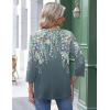 imageZeagoo 34 Length Sleeve Womens Tops Round Neck Casual Summer Tunic Tops Basic Tees Blouses Dressy TShirts Pleated ShirtsGrey Floral